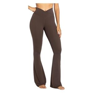 Sunzel Flare Leggings High-Waisted Yoga Pants Brown